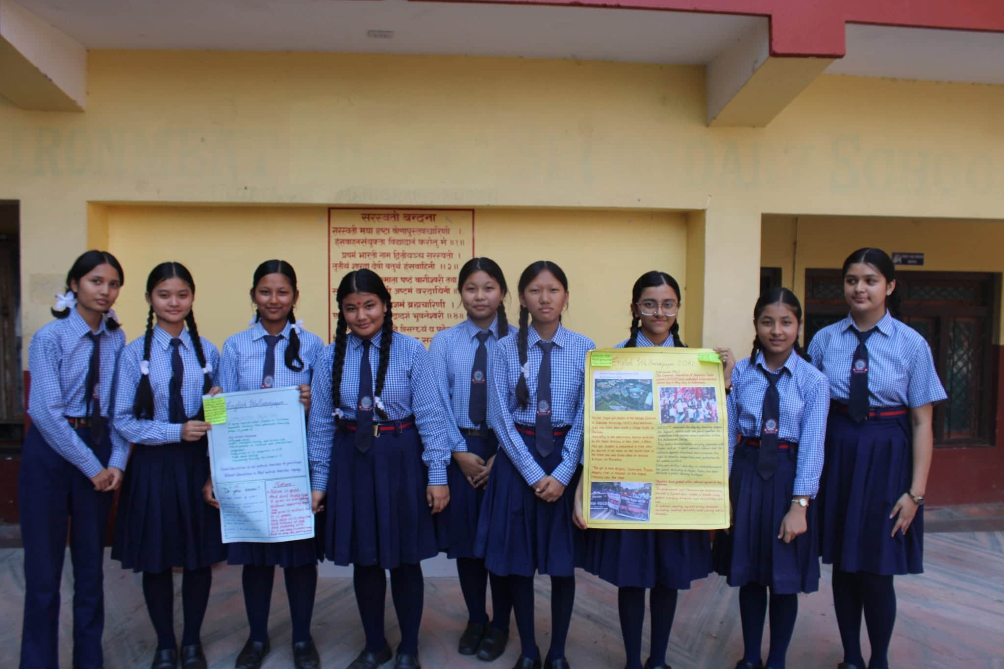 Lower Secondary students in a science lab at NEESS